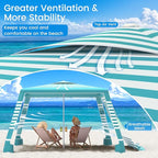 MoKo Beach Cabana, 8'×8' Large Beach Canopy with Side Wall, UPF 50+ Protection Easy Setup Beach Tent Sun Shelter, Adjustable Height Wind Resistant Cabana Beach Tent for Whole Family, Green Stripe
