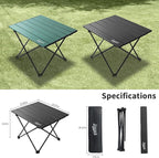 Small Camping Table, Ultralight Aluminum Folding Table with Carrying Bag, Portable & Lightweight Camping Side Table for Outdoor Camping, Picnic, Beach and Fishing, Black