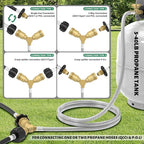 GardenNow 5FT Propane Hose with Propane Splitter 2 Way, Propane Y Splitter Adapter with Shut Off Valve, Two Way LP Gas Adapter Tee Connector for 20lb Propane Tank, Heater, Camping Stove, Gas Burners
