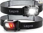 Lepro LED Headlamp Flashlights, 1500Lux Head Lamp with 6 Lighting Modes and Red Light, IPX4 Waterproof Headlamp for Camping Hiking Backpacking Fishing, Adjustable Headband Suit for Adults Kids 2 Pack