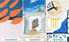 Beach Blanket Waterproof Sandproof Extra Large Beach Mat 79" X 83"/120"x108"for 1-8 Adults Quick Drying Durable Outdoor Picnic Mat for Beach Travel Camping Hiking