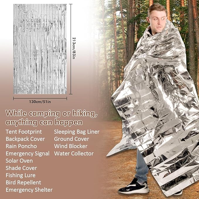 2 Pack Emergency Survival Tent, 2 Person Emergency Shelter Tube Tent All-Weather Protection for Camping, Hiking, & Survival Kits Includes 5 pcs Emergency Blanket Mylar
