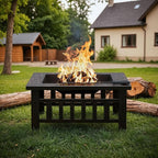 Devoko Outdoor Fire Pit, 32 Inch Firepit Table Metal Outdoor Fireplaces with Waterproof Cover for Outside Patio Camping (Copper)