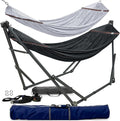 Tranquillo Combo x2 Hammocks with Stand for Outside & Tree Straps, Heavy Duty Hammock with Stand 600lbs for Indoor Outdoor Patio Backyard, x2 Hammocks for 2 Person (Combo - Black, Medium)