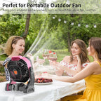 20000mAh Battery powered fan Camping essentials,Portable fan Battery Operated Rechargeable Tent Fan with Light & Hook X26A Pink