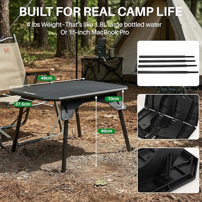 TOPCHANCES Folding Camping Table Outdoor,Ultralight Aluminum Camping Tables Multifunctional Portable Folding Table with Carrying Bag for Holiday Festival Camping Travel Picnic Grilling