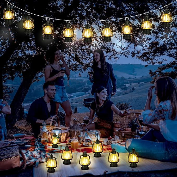 Ferraycle 24 Pcs Mini Lantern Decor 4 Inch Western Lantern Table Centerpiece Small Vintage Camping Hanging Lamp Ornaments Bulk for Cowboy Cowgirl Wedding Halloween Christmas (6 Inch,Black)