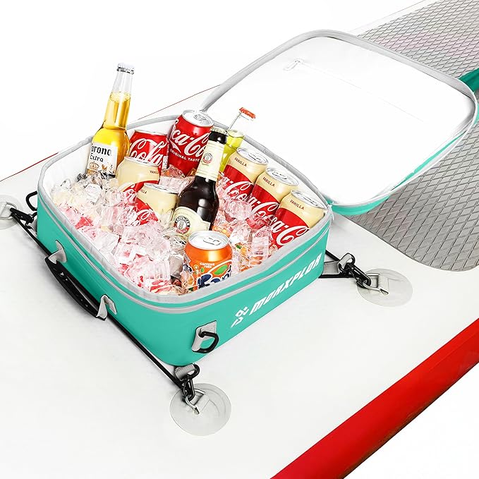 Waterproof PVC Paddleboard Cooler Deck Bag - 12 Can Soft Insulated Cooler for Paddleboarding, Camping, Kayaking