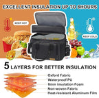 Lunch Bag-Double Deck Insulated Lunch Box for Men Women, Soft Leakproof Thickened Cooler Bag for Work , Picnic, Outdoor, Camping, Travel (Black，15L)