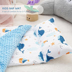 Bunnikins & Clover Toddler Nap Mat with Removable Pillow, Nap Mats for Preschool, Easy Clean Toddler Nap Pad for Kindergarten, Kids Sleeping Bag for Travel Camping