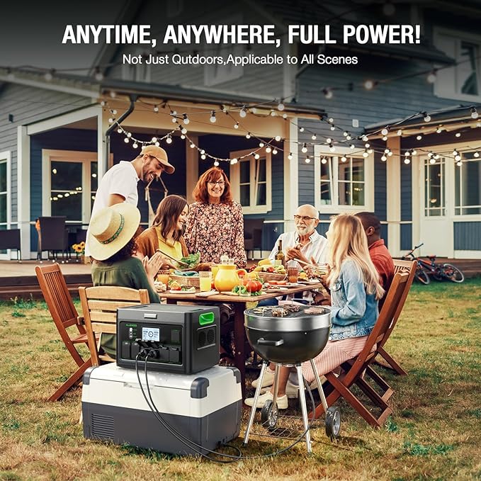 Solar Generator 2400W Portable Power Station, 1843Wh UPS Backup LiFePO4 Battery Supply with 12 Outlets(4 2000W AC Outlets,2 PD100W), 2Hrs Quick Charge for Home Emergency RV Trip Van