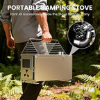 Upgraded Wood Stove, Hot Tent Stove Camping Portable Stainless Steel Wood Burning Stove with 7 Chimney Pipes for Wall Tent Camping, Hunting, Heating, Cooking, Ice Fishing, Boiling Water - Medium