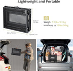 Anbte Folding Grill Table, 3ft Tri-Fold Aluminum Folding Table Adjustable Height Max 27.5" Grill Table with Mesh Desktop, Lightweight, Portable Handle for Outdoor Cooking BBQ Picnic (Black)