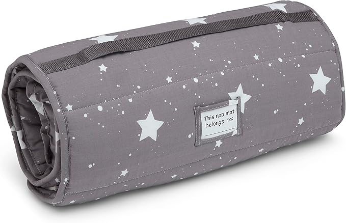 Delta Children Nap Mat - Includes Pillow & Blanket for Toddlers and Kids; Features Carry Handle w/Strap Closure and Name Tag; Rollup Design is Ideal for Preschool and Daycare; Personalization Optional
