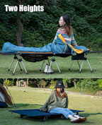 iClimb Super Easy Assemble Folding Cot Ultralight Compact Heavy Duty with Carry Bag for Adults Camping Backpacking (Black, Two Heights)