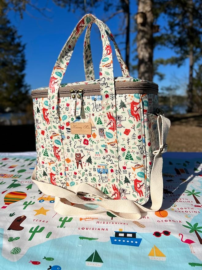 Kwang Min Insulated Insulated Cooler Bag,Reusable Large Lunch Bag for Women, Great for Outdoors,Camping,Party,Premium Quality,Adjustable Strap,Foldable