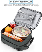 Tirrinia Expandable Insulated Lunch Bag for Men Women – Leakproof Reusable Cooler LunchBox for Kids & Adults with Shoulder Strap, Perfect for Work, School, Office, Travel,Charcoal