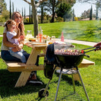 Megamaster 18" Portable Charcoal Barbecue Grill with Adjustable Air Vent, Storage Rack, 245 SQ. In Cooking Area, 2 Wheel Transport BBQ Grill for Camping, Outdoor Cooking, Patios, and More - 810-KY003