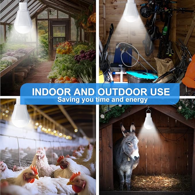 VIHOSE 4 Pcs Solar Light Bulbs Solar Powered Light Portable Emergency LED Bulb Waterproof for Camping Tent Indoor Outdoor Shed Night Fishing Chicken Coop