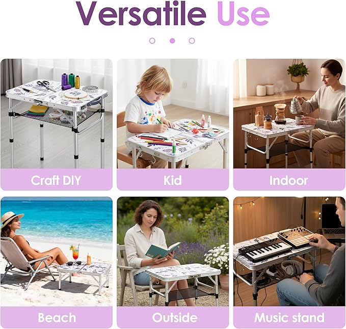 Folding TV Trays Foldable Dinner Tray Table Adjustable Height Food Snack Eating Couch Side Table Study Aluminum Portable Sofa Tray End Table for Outdoor Indoor Camp Pinic Bed Couch Living Room