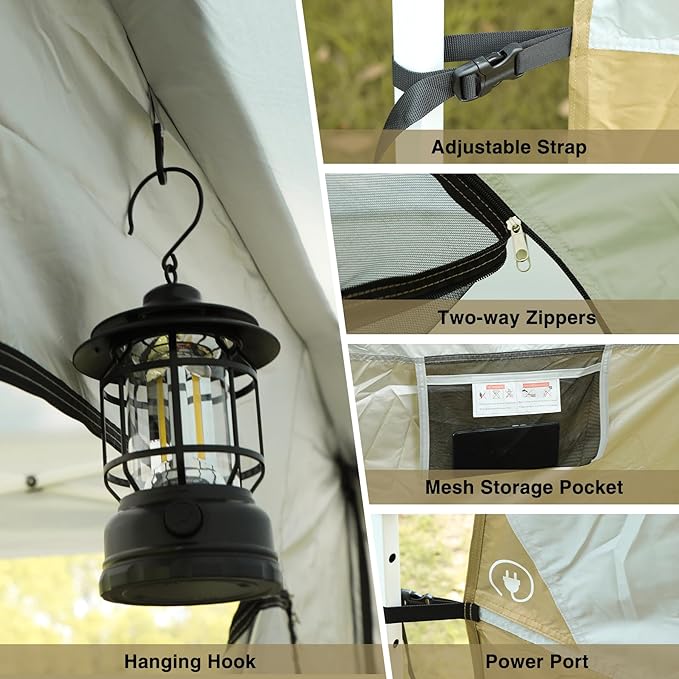 REDCAMP Canopy Camping Tent for Pop Up Canopy Tent, Inner Tent Converts Straight Leg 10'x10' or 10'x20' Canopy into Camping Tent, Fits 4-6 Person(Frame/Shelter NOT Included)