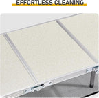 Tri-fold Folding Picnic Table,Outdoor Camping Table Lightweight Portable Aluminum Outdoor Table with Adjustable Heights with Carry Handle,for Outdoor Indoor Hiking Camp BBQ Beach (White, 3ft)