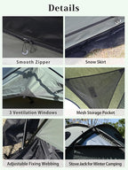 TOMOUNT Dome Hot Tent with Stove Jack 4 Person Backpacking Tent for 4 Season Waterproof Glamping Hiking