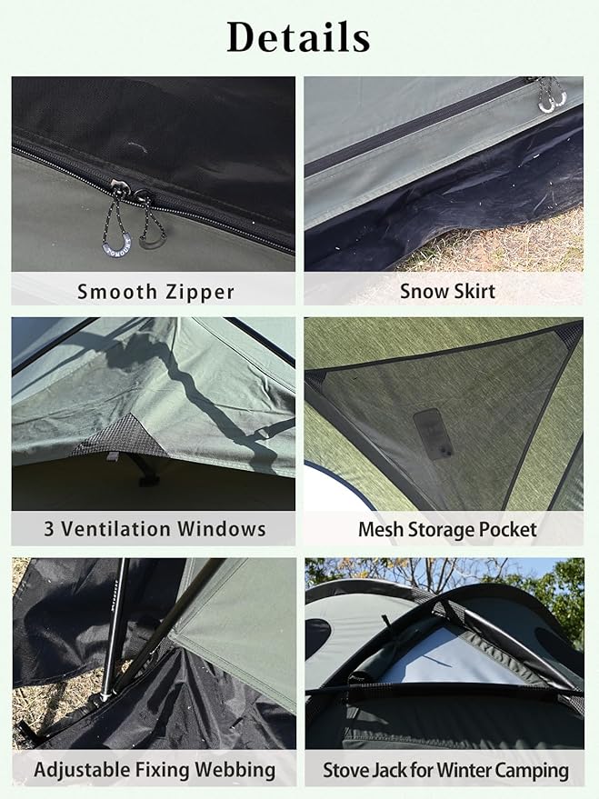 TOMOUNT Dome Hot Tent with Stove Jack 4 Person Backpacking Tent for 4 Season Waterproof Glamping Hiking
