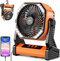 20000mAh Battery Powered Camping Fan, 58Hrs Rechargeable Portable Fan, 400LM Light, 360° Hook, Whisper Quiet Battery Operated Fan for Outdoor Car Travel Hurricane Camping Gear Essentials Power Outages