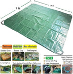 7x7 Ft Yard Garden Leaf Tarp W/ 4 Handles Waterproof Tarp for Sandbox Cover,Outdoor Tarpaulin,Lawn Debris,Landscape Pruning,Leaf Hauler,Tent Footprint,Camping Tent Mat,Patio Table,Yard Fire Pit Cover