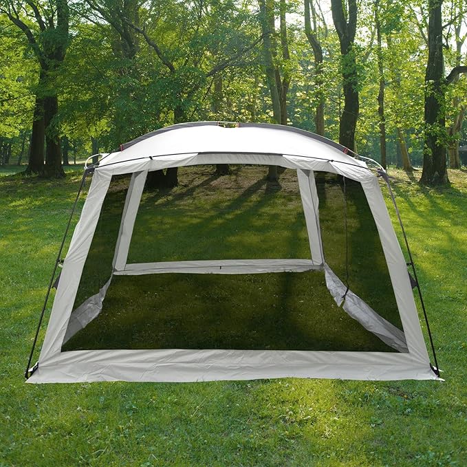 12' X 12' Screen Tent for Camping Canopy Easy Set Up Camper Screen House Room Porch Screened Gazebo 8-10 Person Screenhouse Bug Mesh Shade Tent UPF 50+ Screen Sun Shelter for Outdoor Patios