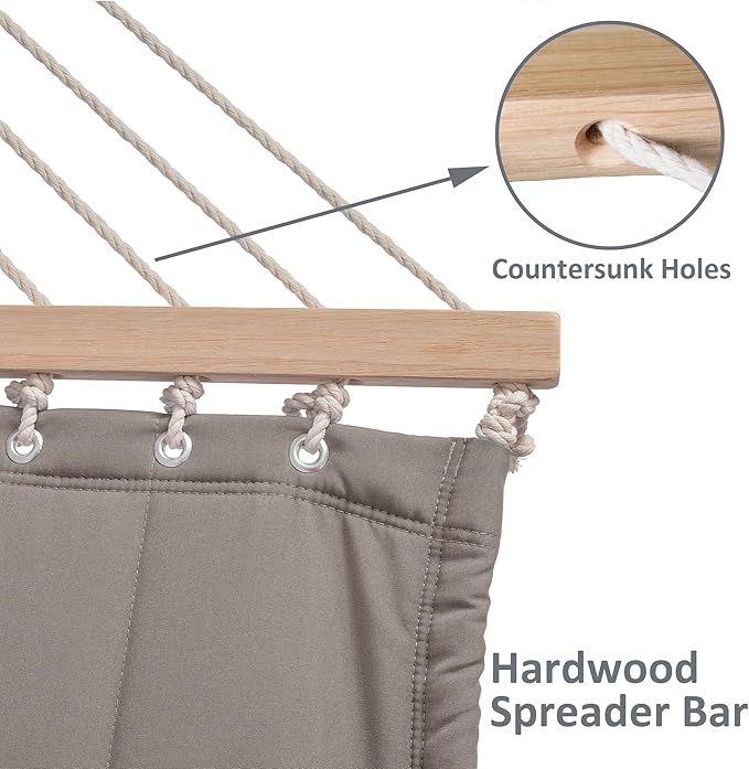 SUNCREAT Hammocks Replacement Hammock for Stand, 475 lbs Capacity, Two Person Backyard Hammock for Outside, Brown