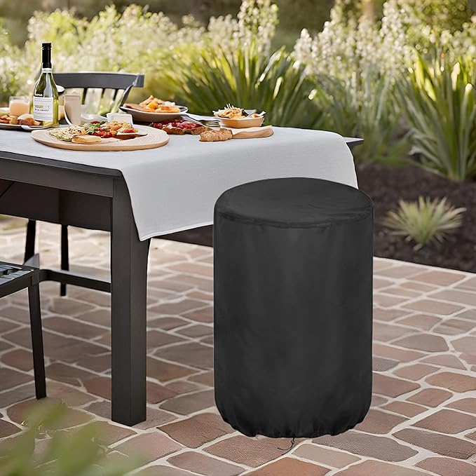 Outdoor Cooker Cover for ROVSUN 23" Concave Comal Set, Portable Waterproof Dustproof Turkey Fryer Cover for Discada Disc Cooker- 25.2”Dx31”H, Black