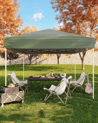 10x10FT Pop Up Canopy, Outdoor Canopy Tent with SandBag & Carry Bag for Commercial Events, Camping, Backyard Parties, Green