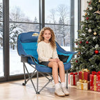 Oversized XL Padded Camping Chair Set of 2 Wide Heavy Duty Lawn Chairs Support 450 LBS Portable Folding Gaint Plus Camp Chair for Outdoor Outside Sports Baseball Soccer-Blue