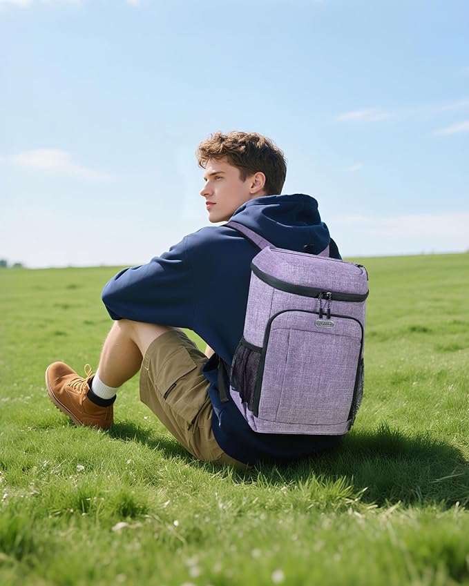 BAGLHER Lightweight Insulated Cooler Backpack - 30 Cans, Leak-Proof for Lunch, Picnic, Hiking, Camping Trips