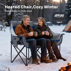 VIVOHOME 45W Padded Heating Double Camping Chair with 2 x 27000mAh Power Bank, Heated Oversized Portable Loveseat for Outdoor Sports, 3 Levels of Heat, Overheat Protection System, Navy Blue and Gray