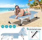 ABORON Folding Camping Cot W/Mat & Face Arm Hole for Adults, Adjustable Heavy Duty Outdoor Bed,1200 D Layer Oxford Travel Camp Cots for Beach, Pool, Lawn,Yard, Patio