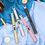 LcFun 3 Pack Candle Lighter Electric USB Rechargeable Plasma Arc Lighter with Safety Lock, Windproof Flameless Long Matches for Candle, Grill, BBQ, Camping, Gas Stoves (Gold,Pink,Silver)