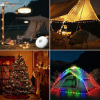 2-Pack Camping String Lights, 4 in 1 Portable Camping Light Rechargeable, 8 Lighting Modes, USB Charging, Quick Storage, 32.8FT Waterproof Tent Lights String for Camping, Hiking, Yard, Christmas