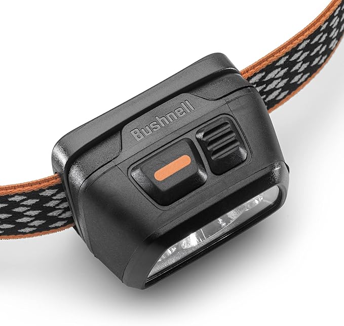 Bushnell Power+ 500L LED Headlamp - Flexible Power, Water Resistant, Rechargeable, Adjustable Band, Red Mode