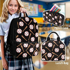 Kids Basketball Backpack 4 Piece Set with Lunch Box and Water Bottle Bag Boys Backpack 6-10 10-12 Years Old Kindergarten Elementary Middle Lightweight Camping Mochilas Escolares Para Niños