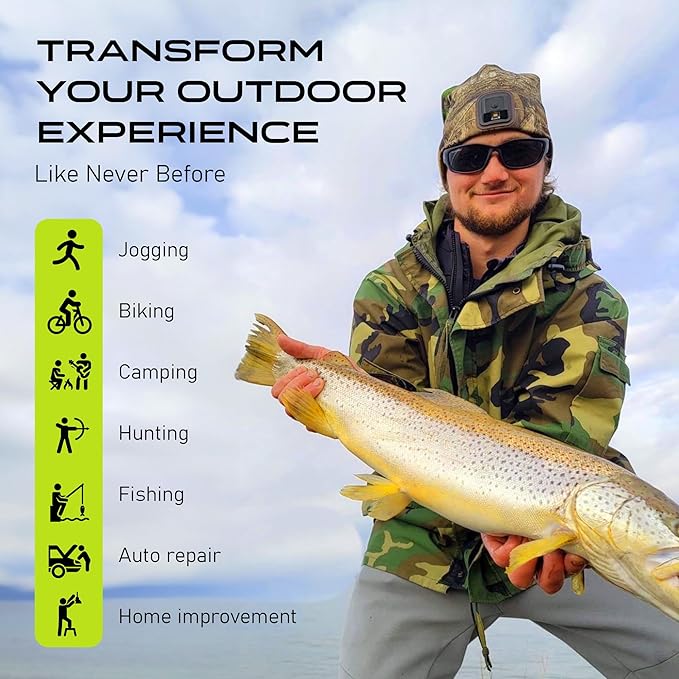 POWERCAP LED Hat Light 150 Lumens Rechargeable Fleece Beanie with Bright Built-in Headlamp Waterproof LED Warm One Size Cap