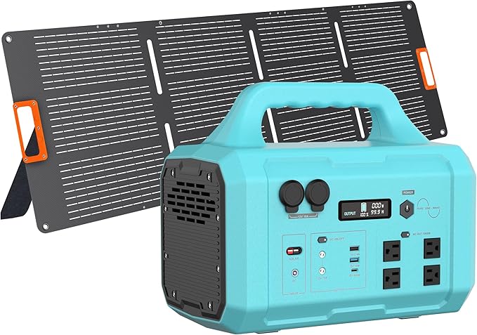 Solar Generator 1000W with Panel Included, 1024Wh Portable Power Station LiFePO4 (LFP) Battery with 120V AC Outlet for Outdoor Camping RV Travel Hiking Emergency Use Backup Power Supply