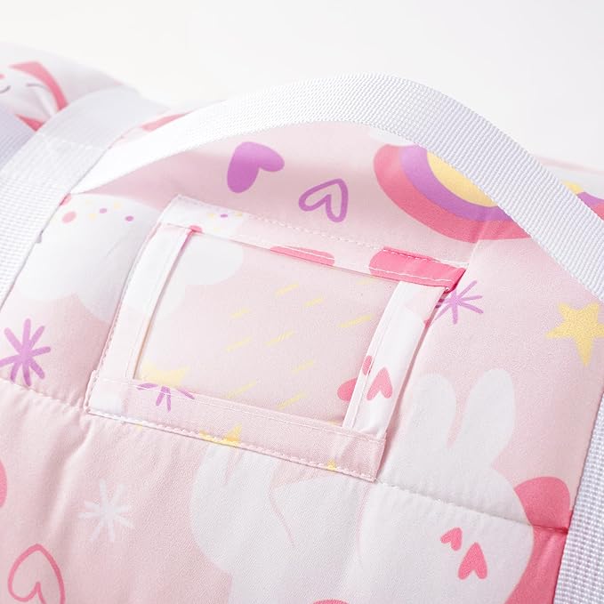 Bunnikins & Clover Toddler Nap Mat with Removable Pillow, Nap Mats for Preschool, Easy Clean Toddler Nap Pad for Kindergarten, Kids Sleeping Bag for Travel Camping