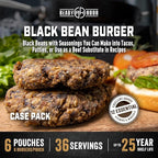 Ready Hour Black Bean Burger Mix Case Pack – 36 Servings (6 Pouches) – Emergency Vegetarian Food, Long Term Storage, Shelf-Stable Veggie Burger, Survival Food Mix