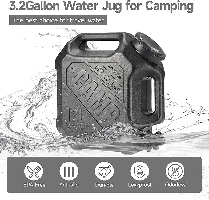 ASIEIT 3.2 Gallon Water Jug with Spigot, Portable Water Tank BPA Free, Leak-Proof Water Containers for Camping Water Storage Containers for Emergency Outdoor Hiking Picnic, Green/Black/Yellow