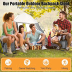 Kikerike Backpack Stool Cooler Chair Heavy Duty 300 LBS Max Load Portable Lightweight Stool Backpack Folding Fishing Cooler Seat for Camping Hunting Fishing - Gray