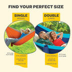 Durable Hammock 400 lb Capacity, Nylon Camping Hammock Chair - Double or Single Sizes w/Tree Straps and Attached Carry Bag - Portable for Travel/Backpacking/Beach/Backyard (Medium, Khaki & Army Green)