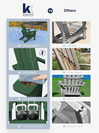 KINGYES Folding Adirondack Chair with Dual Cup Holders - HDPE All-Weather Outdoor Chairs, Wood-Like Patio Chair for Backyard, Camping, Pool & Fire Pit, Dark Green